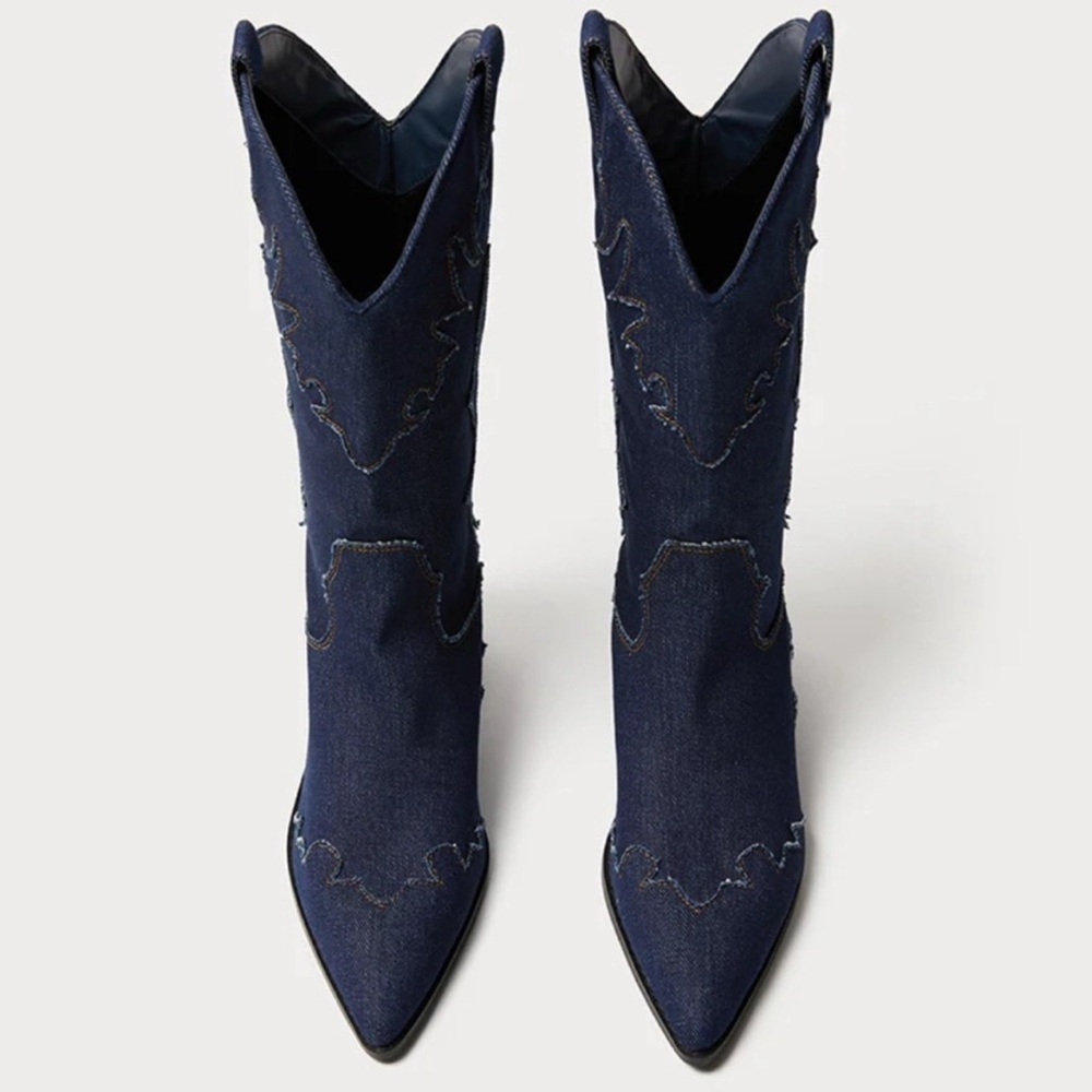 WeWoreWhat Blue Denim Cowbody Boots